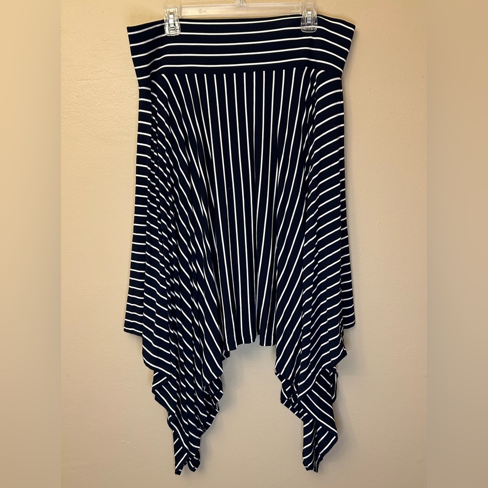 CAbi Navy & Cream Striped Skirt Size XL